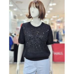 [아날도바시니]비즈 스팽글 라운드넥 반팔니트 티 AY06KP01S1