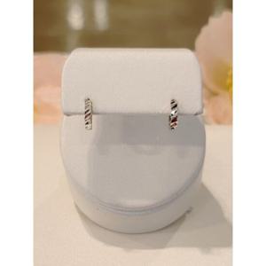 미니골드 14k 트위스트 컷팅 원터치 링 귀걸이 8mm ECPM4051 (화이트골드)