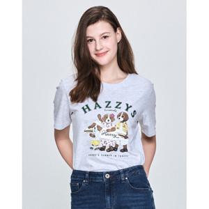 헤지스 여성 25SS 시즌오프HAZZYS HARRY 패밀리해리 그래픽 티셔츠 라이트그레이 HSTS5B207G1