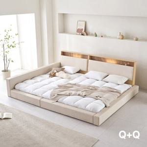 아씨방가구 릴렉스업 저상형 LED 수납 밸런스 패밀리침대 Q+Q 본넬