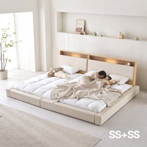 아씨방가구 릴렉스업 저상형 LED 수납 오픈형 패밀리침대 SS+SS