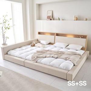아씨방가구 릴렉스업 저상형 LED 수납 밸런스 패밀리침대 SS+SS 독립