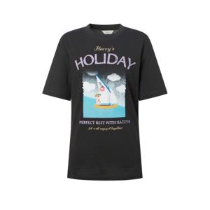 헤지스 여성 25SS 시즌오프CAPSULE박시핏 반팔 그래픽 티셔츠 차콜그레이 HSTS5BS15CG