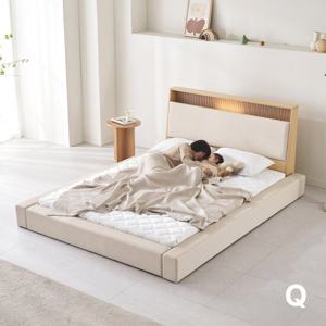 아씨방가구 릴렉스업 저상형 LED 수납 퀸 침대 Q 본넬