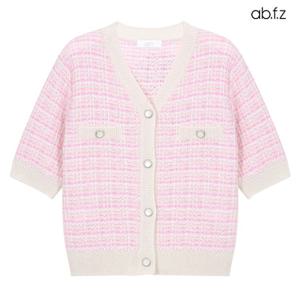 [ab.f.z] 트위드 브이넥 크롭 반팔 가디건 (AFX2HY39A)