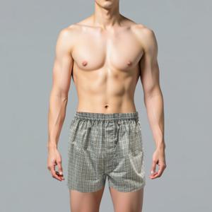 [바바라(언더웨어)]면 남성 트렁크 그린 체크 사각팬티 AMT4411