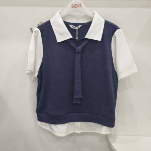 [소이]4부  셔츠  레이어드 니트 조끼25M5464NY