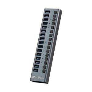위즈플랫 WIZ-H160S 16포트 유전원 USB허브 USB3.2 Gen2 고출력 96W 충전 개별전원스위치