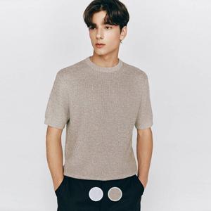 [지오다노/본사] 055535 9gg 크로쉐 텍스쳐 반팔 크루넥 니트 스웨터