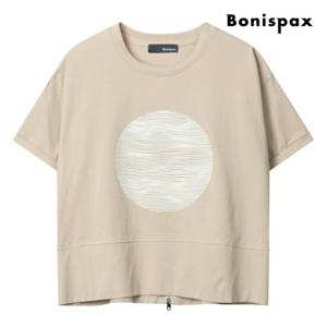 [보니스팍스] 써클 프린팅 백 지퍼 라운드넥 반팔 티셔츠 (XP5TS019M0)