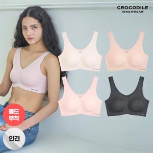 GS단독 [크로커다일] 뉴 라이크라 인견쉘론 몰드부착 V넥 감탄브라 4종구성 CDWBR5N51525354