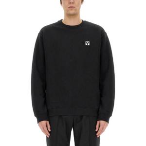 VALENTINO COTTON CREWNECK SWEATSHIRT WITH  CHEZ VALENTINO  PATCH 6V3MF28RAQS_0NO