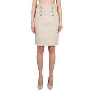 BALMAIN 리넨 미디 스커트 AF0LB845_HB120AS