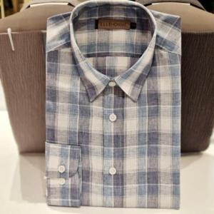 엘르옴므 EBCMZ41942 LINEN BLEND블루체크셔츠