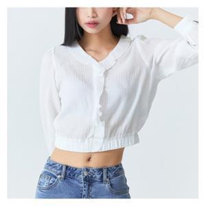 [미쏘]프릴디테일 크롭 블라우스 (MIWBLC404G-T)