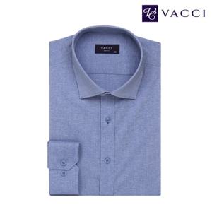 바찌 카치온 스판 솔리드 슬림핏 긴소매 셔츠 블루 VD1O1BS514B0