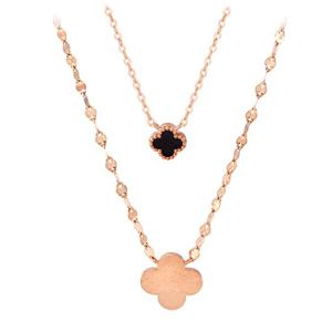 아이비골드 18K GOLD 두줄 크로버 목걸이 G P14005