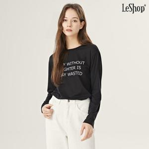 [르샵]라운드넥 어데이 레터링 심플 긴팔 티셔츠 (DO1LW031A)
