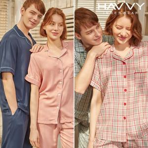[하비]간절기 남여커플 냉감 파자마 잠옷세트
