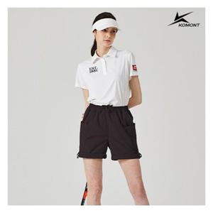 [코몽트][코몽트] 여성 4부 롤업 밴딩 카고 팬츠 블랙
