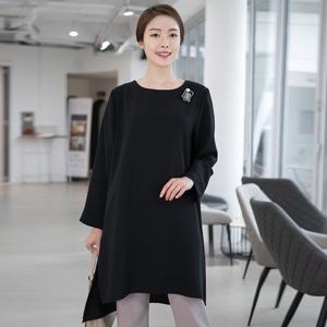 여성 엄마옷 롱 라운드 블라우스 BL112229 중년여성의류/50대/60대/마담/빅사이즈/할머니옷