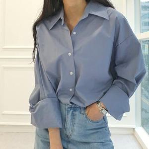 [헤이데이즈]269 고밀도 코튼 바스락 박시 오버핏 빅사이즈 롱 셔츠 (소라, 브라운, 화이트) 봄 가을
