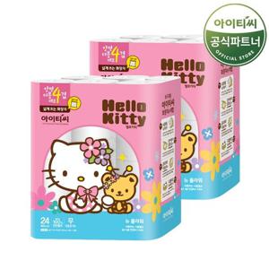 헬로키티 플라워 4겹 화장지 (25Mx24롤) 2팩 총48롤