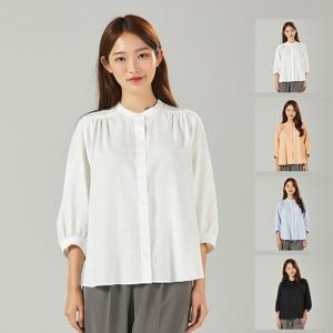 SS여자 헨리넥 7부소매 린넨혼방 여름쿨 솔리드 여성용 셔츠블라우스 4종택일