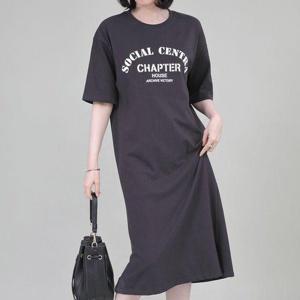 [애비뉴투지]엄마옷 하우스 순 면 좋은 감촉 여성 봄 여름 라운드 반팔 롱 원피스 홈웨어 H09303 50대 60..