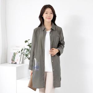여성 엄마옷 플라워 카라 바람막이 긴팔 롱 점퍼 JP404047 중년여성의류/50대/60대/마담/빅사이즈/할머니옷