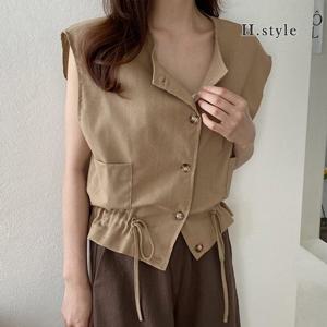 H스타일(DK)주머니단추베스트/여름/반팔/베스트/조끼/자켓/JK/점퍼/아우터