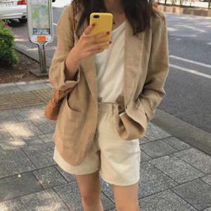 봄여름 가을 정장 오피스룩 내추럴 베이직 린넨 자켓 (W9CB25B)