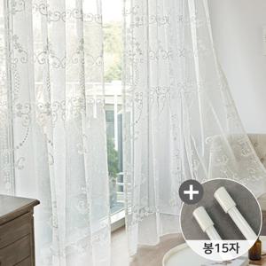 까르데코 플뢰르쉬어 긴창 대형 레이스커튼(360X235)+커튼봉