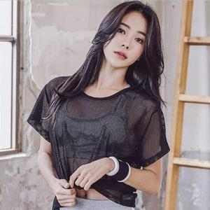 [셀러허브_여성트랜드패션]ONM 메쉬 망사 레이어드티 여자크롭티 시스루티셔츠