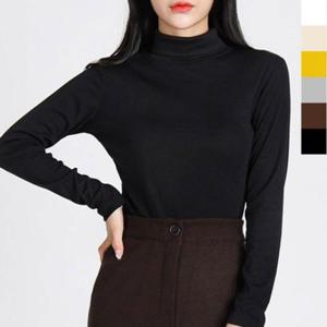 [QN1UU490]여자 레이어드 면 목폴라 면목티 여성폴라티