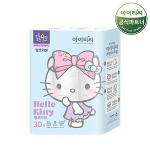 헬로키티 핑크리본 4겹 화장지 (20M 30롤X1팩) 총30롤