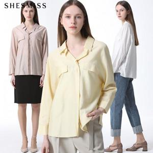[쉬즈미스][쉬즈미스(SHESMISS)] 오픈 카라 플랩포켓 샤틴 셔츠 (택가격 128000원)