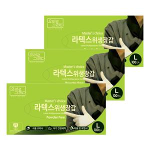 요리를그리다 라텍스장갑 100매  L(대형) x 3팩 (300매)