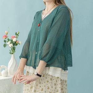 [디얼마미]펀칭 스카시 브이 가디건 /마담 미시 중년 여성 빅사이즈 40대 50대