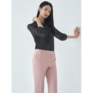 [지센]패턴 타이형 티 블라우스 LFWSO312_BK