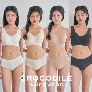 [크로커다일] 감탄브라 소프트 쿨인견 쉘론 패드일체형 V넥 브라+팬티 8종세트 CDWBR5N09101112_T