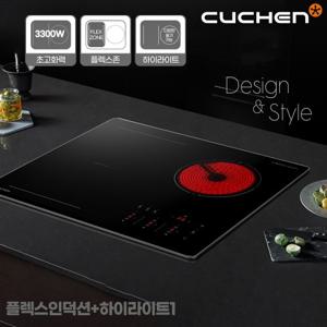 쿠첸 인덕션 3구 하이브리드 전기레인지 CIR-C3F3120DSBE 빌트인 방문설치