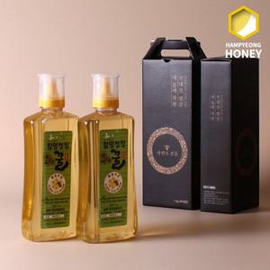 [함평나비꿀] 전라도 순수 자연산 아카시아꿀 1kg + 1kg 선물세트 / 벌꿀성적서 동봉