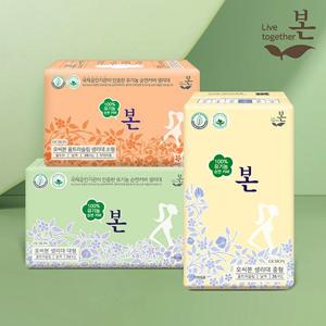 유기농본 울트라 슬림 생리대 오씨본 중형 대형 소형 세트 3팩 모음전