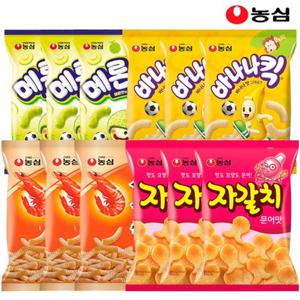 [농심] 새우깡 3봉+메론킥3봉+바나나킥3봉+자갈치3봉