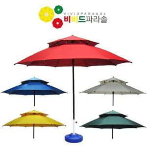 [비비드파라솔] 국내생산 접이식 방수형 2층8각 파라솔+ 베이스포함(카본형/230cm)