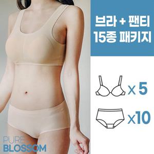 스벅 쿠폰 증정 [퓨어블라썸][5세트] 세컨 스킨 라이크 메쉬 브라1+팬티2 세트/빅사이즈