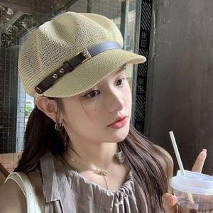 [에이치에스라이프]모자 여름 자외선차단 바캉스 예쁜 벨트 장식 메쉬짜임 뉴스보이캡 마도로스캡
