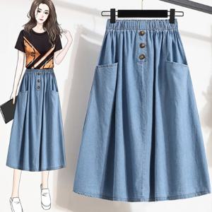 [블랙퀸] A라인 쓰리버튼 빅사이즈 데님스커트 blk003585