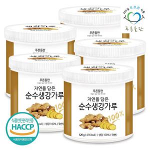 [푸른들판] 국내산 생강 가루 분말 100% haccp 인증 120gx5통